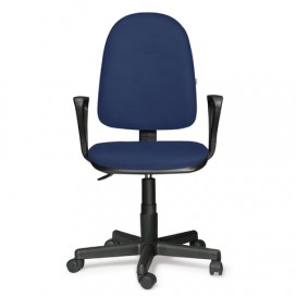 Кресло 'Престиж', регулируемая спинка, с подлокотниками, кожзам, синее