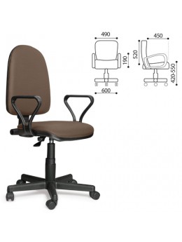 Кресло 'Престиж', регулируемая спинка, с подлокотниками, светло-коричневое