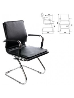 Кресло для приемных и переговорных CH-993-Low-V с низкой спинкой, экокожа, хром, черное, CH-993-LOW-V/BL
