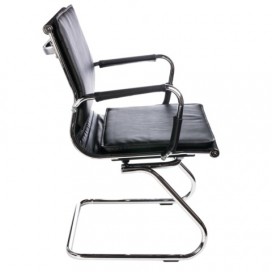 Кресло для приемных и переговорных CH-993-Low-V с низкой спинкой, экокожа, хром, черное, CH-993-LOW-V/BL