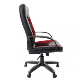 Кресло офисное BRABIX 'Strike EX-525', экокожа черная, ткань черная/бордовая, TW, 531379