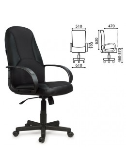 Кресло офисное BRABIX 'City EX-512', кожзаменитель черный, ткань черная, TW, 531407