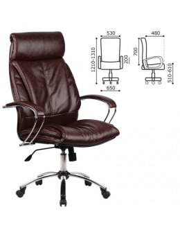 Кресло офисное МЕТТА 'LK-13CH', кожа, хром, коричневое