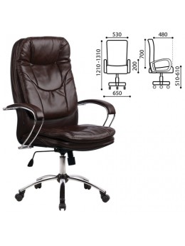 Кресло офисное МЕТТА 'LK-11CH', кожа, хром, коричневое