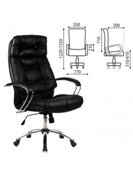 Кресло офисное МЕТТА 'LK-14CH', кожа, хром, черное