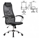 Кресло офисное МЕТТА 'BK-8CH', ткань-сетка, хром, серое
