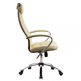Кресло офисное МЕТТА BC-5CH, кожа, хром, бежевое