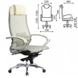 Кресло офисное МЕТТА 'SAMURAI' S-1, сверхпрочная ткань-сетка, бежевое