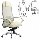Кресло офисное МЕТТА 'SAMURAI' SL-1, сверхпрочная ткань-сетка/кожа, бежевое