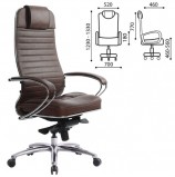 Кресло офисное МЕТТА 'SAMURAI' KL-1, кожа, темно-коричневое