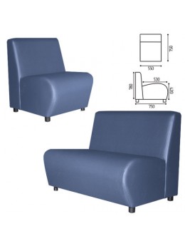 Кресло мягкое 'V-600', 550х750х780 мм, без подлокотников, экокожа, голубое