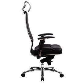 Кресло офисное МЕТТА 'SAMURAI' SL-3, с подголовником, сверхпрочная ткань-сетка/кожа, черное