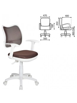 Кресло CH-W797/BR с подлокотниками, коричневое, пластик белый, CH-W797/BR/TW-1