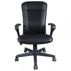 Кресло BRABIX 'Optima MG-370', с подлокотниками, экокожа/ткань, черное, 531580