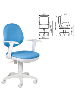 Кресло CH-W356AXSN с подлокотниками, голубое, пластик белый, CH-W356AXSN/15