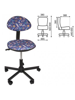 Кресло детское КР09Л, без подлокотников, синее с рисунком, КР01.00.09Л-111
