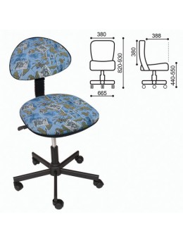 Кресло детское КР09Л, без подлокотников, голубое с рисунком, КР01.00.09Л-110