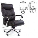 Кресло офисное CH 401, нагрузка до 250 кг, кожа, хром, черное, 7002784