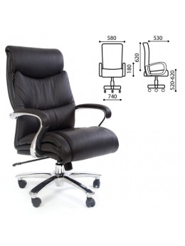 Кресло офисное CH 401, нагрузка до 250 кг, кожа, хром, черное, 7002784
