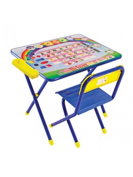Стол детский + стул ДЭМИ, рост 2, складной, с пеналом, синий каркас, 'Алфавит'