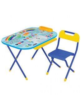Стол детский + стул ДЭМИ 'Дошколенок', рост 2-3, складной, с пеналом, синий каркас