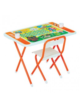 Стол детский + стул ДЭМИ 'Винни-пух', рост 3, складной, с пеналом, оранжевый каркас