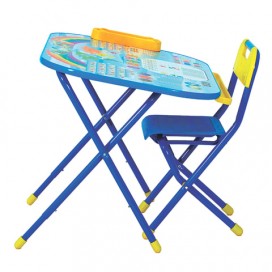 Стол детский + стул ДЭМИ 'Дошколенок', рост 2-3, складной, с пеналом, синий каркас