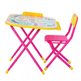 Стол детский + стул ДЭМИ 'Дошколенок', рост 2-3, складной, с пеналом, розовый каркас