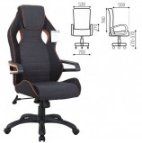 Кресло компьютерное BRABIX 'Techno Pro GM-003', ткань, черное/серое, вставки оранжевые