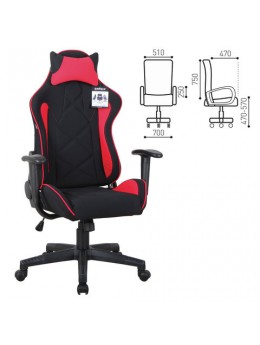 Кресло компьютерное BRABIX 'GT Racer GM-101', подушка, ткань, черное/красное