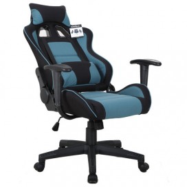 Кресло компьютерное BRABIX 'GT Racer GM-100', две подушки, ткань, черное/голубое