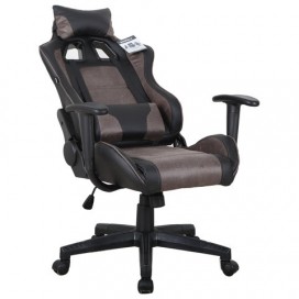 Кресло компьютерное BRABIX 'GT Racer GM-100', две подушки, ткань, экокожа, черное/коричневое