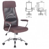 Кресло офисное BRABIX 'Flight EX-540', хром, ткань, сетка, коричневое