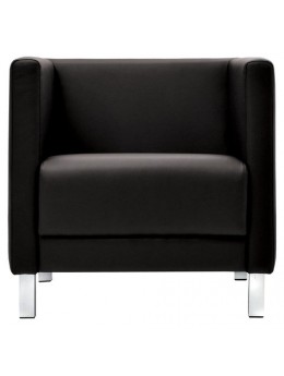 Кресло мягкое 'М-01' (700х670х715 мм), c подлокотниками, экокожа, черное