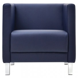 Кресло мягкое 'М-01' (700х670х715 мм), c подлокотниками, экокожа, темно-синее