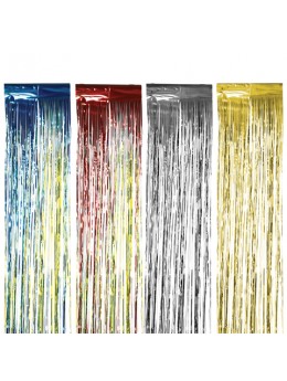 Дождик новогодний, ширина 150 мм, длина 2 м, ассорти (серебро, золото, красный, синий), ДН-150
