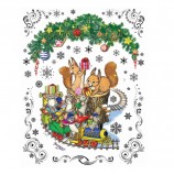 Украшение для окон и стекла декоративное 'Новогодний паровозик и мышата', 30х38 см, ПВХ, 41669
