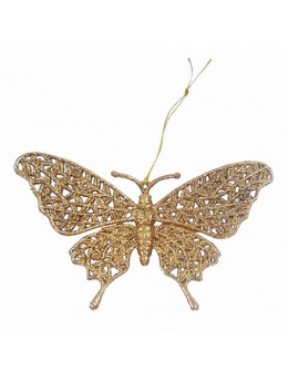 Украшение елочное подвесное 'Золотая бабочка', 16,7х10 см, пластик, 75075