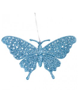 Украшение елочное подвесное 'Голубая бабочка', 16,7х10 см, пластик, 77894