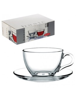 Набор чайный 'Basic' на 6 персон (6 кружек 215 мл, 6 блюдец), стекло, PASABAHCE, 97948