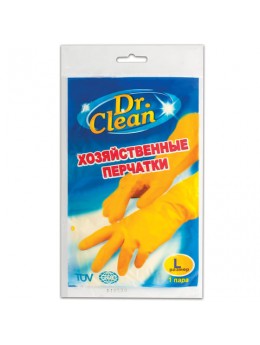 Перчатки хозяйственные латексные DR.CLEAN (Доктор Клин), без х/б напыления, размер L (большой), 601623