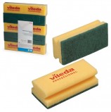 Губки VILEDA 'Виледа', комплект 10 шт., для любых поверхностей, желтые, зеленый абразив, 7х15 см, 101397