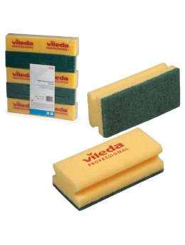 Губки VILEDA 'Виледа', комплект 10 шт., для любых поверхностей, желтые, зеленый абразив, 7х15 см, 101397