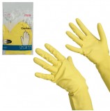 Перчатки хозяйственные резиновые VILEDA 'Контракт' с х/б напылением, размер M (средний), желтые, 101017