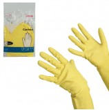 Перчатки хозяйственные резиновые VILEDA 'Контракт' с х/б напылением, размер L (большой), желтые, 101018