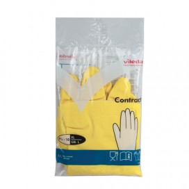 Перчатки хозяйственные резиновые VILEDA 'Контракт' с х/б напылением, размер XL (очень большой), желтые, 102588