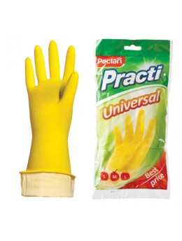 Перчатки хозяйственные резиновые PACLAN 'Universal', с х/б напылением, размер M (средний), желтые
