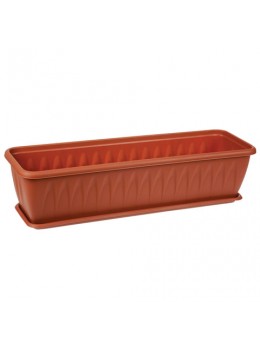 Кашпо-балконный ящик для цветов 10 л, с поддоном, 'Алиция', 16х60х19 см, коричневое, IDEA, М 3215