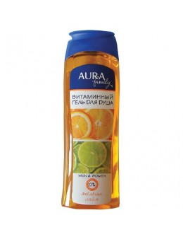 Гель для душа 260 мл, AURA, витаминный, очищает и увлажняет кожу, 'Экстракт апельсина и лайма', 6424
