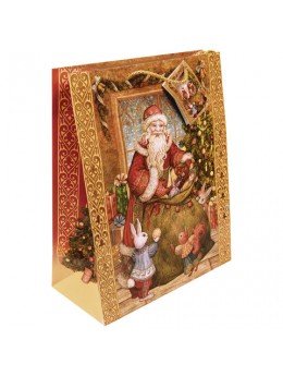 Пакет подарочный ламинированный, 26х32,4х12,7 см, 'Мешок с подарками', 140 г/м2, 75318
